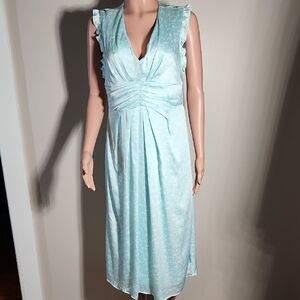 DKNY Light Blue Ruffle Midi Dress